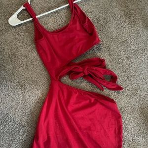 Red cut dress